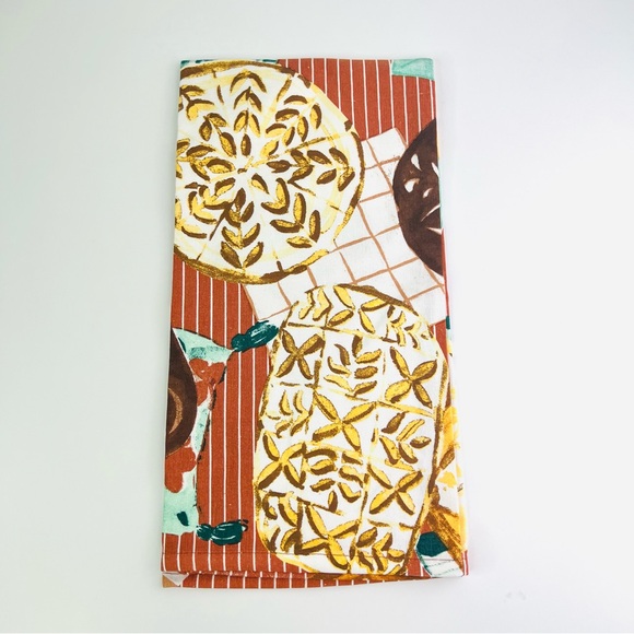 Anthropologie Brown Orange All You Knead Is Love Bread Dish Tea Kitchen Towel - Picture 4 of 12